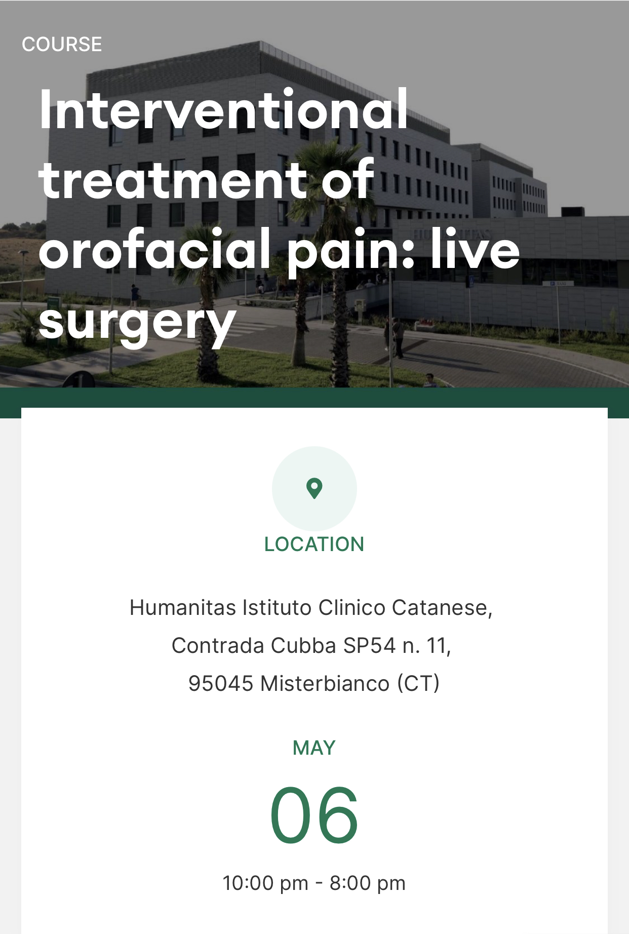 Interventional treatment of orofacial pain: live surgery